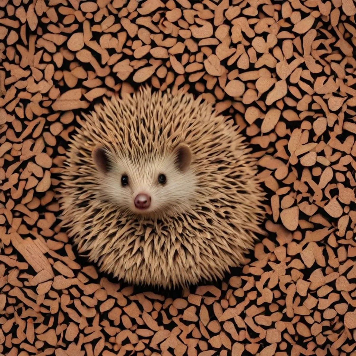 温かみのある照明に照らされたハリネズミの快適な住まい